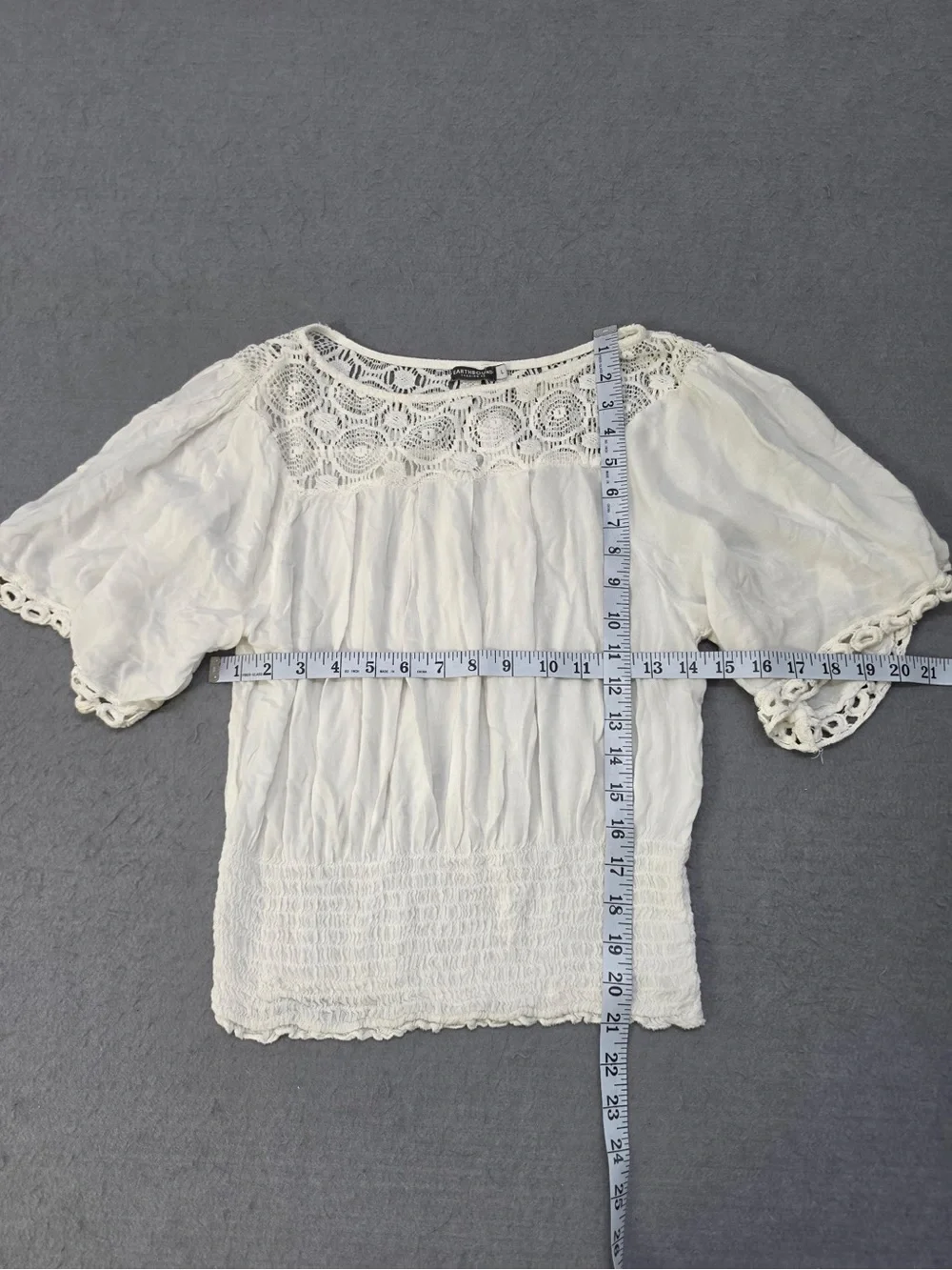 EARTHBOUND White Crochet Yoke Peasant Blouse